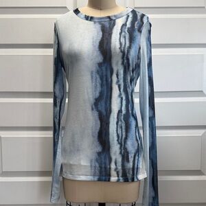 NWT RAG $ BONE Women's Blue Tie-Dye Long Sleeve Top